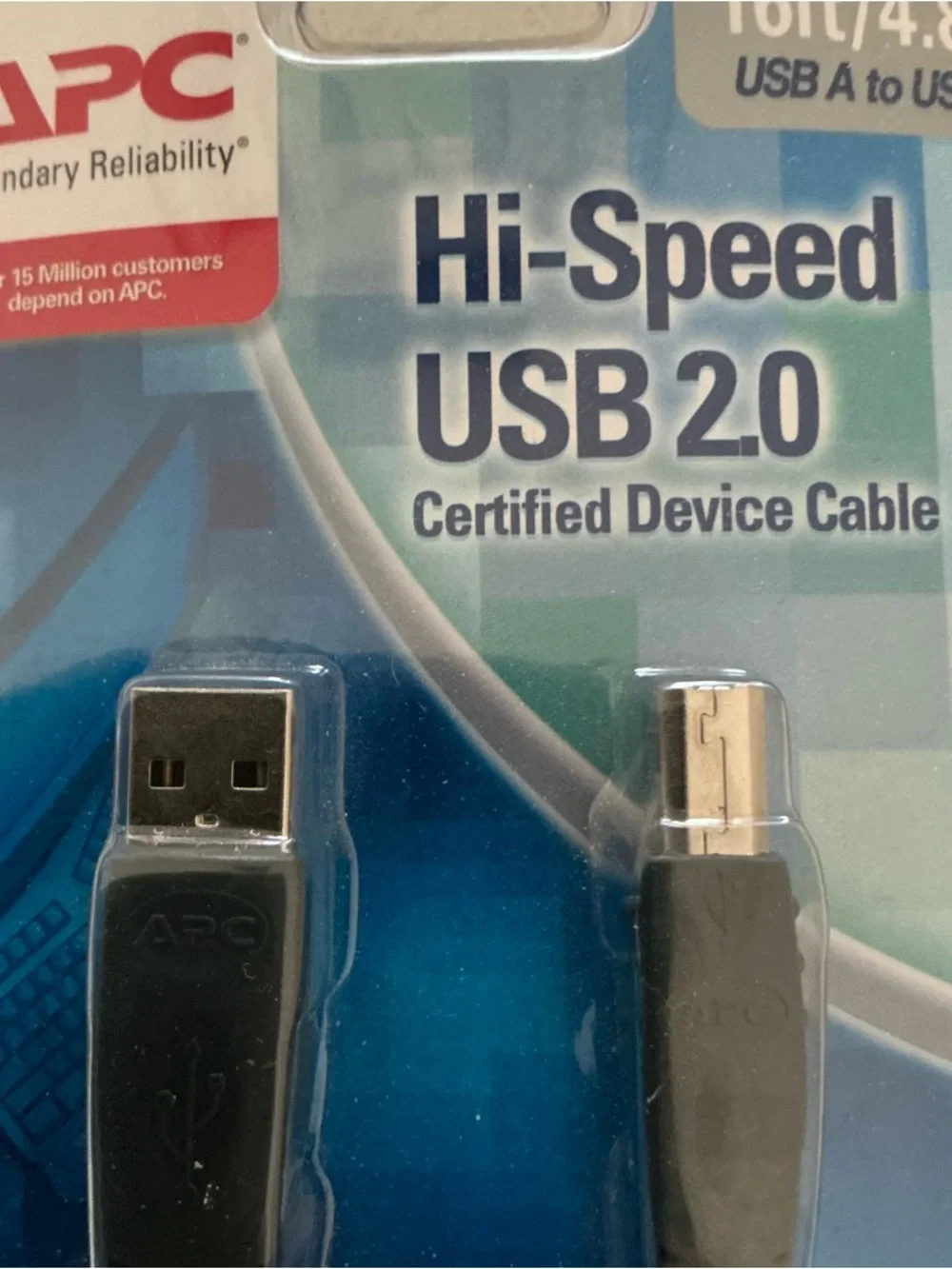 APC Hi-Speed USB 2.0 A to B Cable 16ft – Black for printers scanners & other